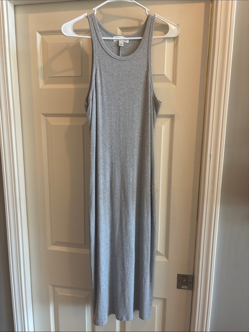 She + Sky Gray Ribbed Tank Maxi Dress